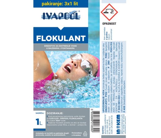 IVAPOOL Flokulant za bazene i fontane - pakiranje 3 x 1 litra