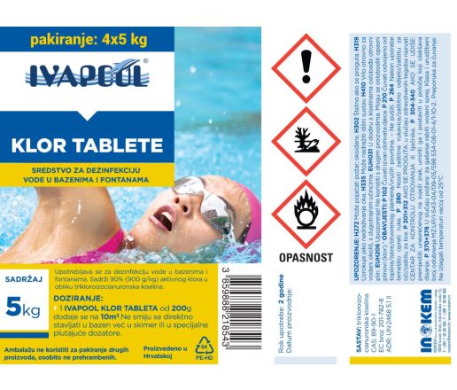IVAPOOL Klor tablete za bazene i fontane - pakiranje 4 x 5 kg