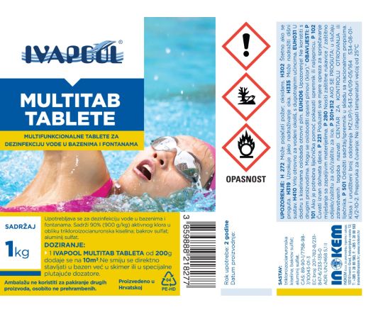 Multifunkcionalne tablete za bazene i fontane IVAPOOL - pakiranje 1 kg