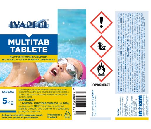 Multifunkcionalne tablete za bazene i fontane IVAPOOL - pakiranje 5 kg