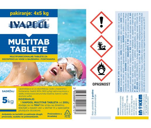 Multifunkcionalne tablete za bazene i fontane IVAPOOL - pakiranje 4 x 5 kg