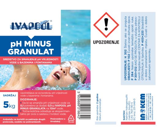 Sredstvo za smanjenje pH vrijednosti vode u bazenima i fontanama IVAPOOL - pakiranje 5 kg