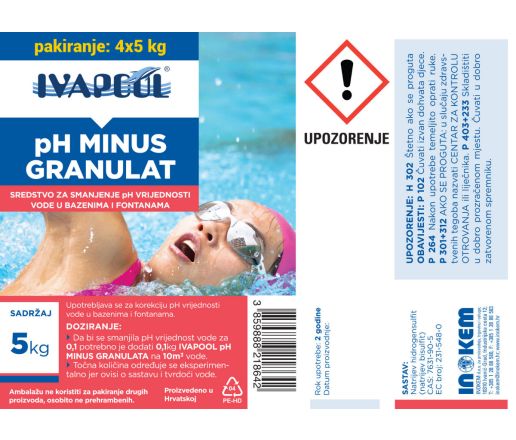 Sredstvo za smanjenje pH vrijednosti vode u bazenima i fontanama [IVAPOOL] - pakiranje 4 x 5 kg