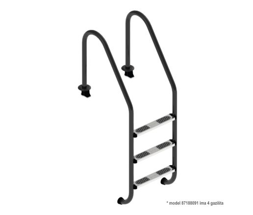 Ljestve NERO, 4 gazišta, AISI-316